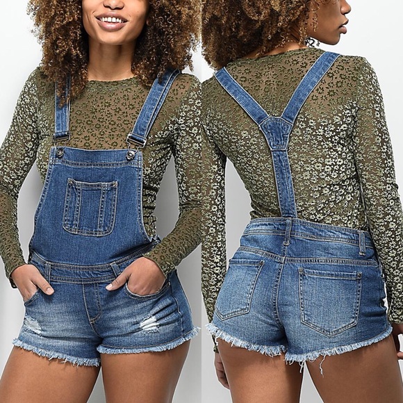 Empyre Pants - EMPYRE | Taryn Destroyed Denim Short Overalls 7